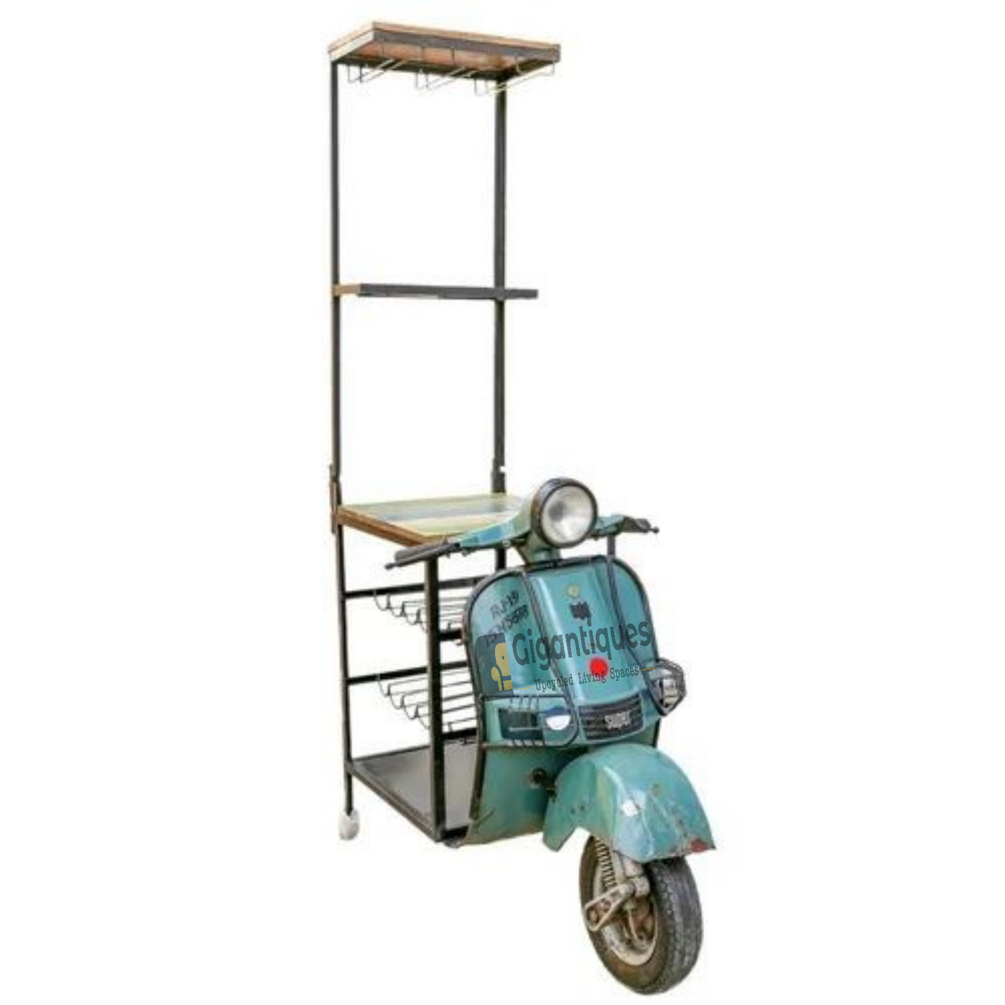 Scooter modify with new unique Side corner with storage shelf by Gigantiques