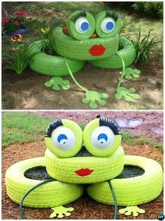 Tyre Frog planter