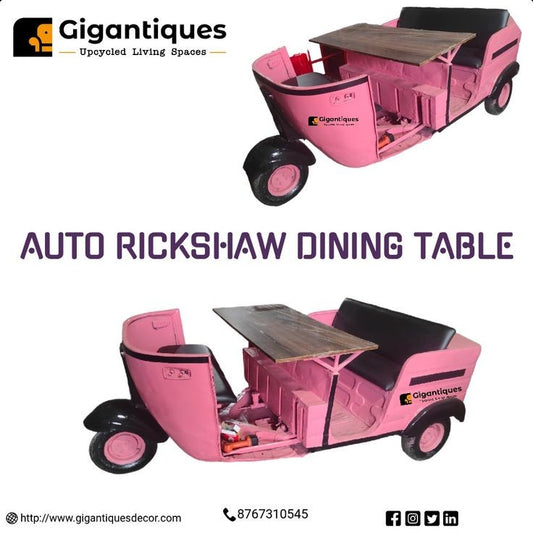 Autorickshaw Dining Table with unique backrest 