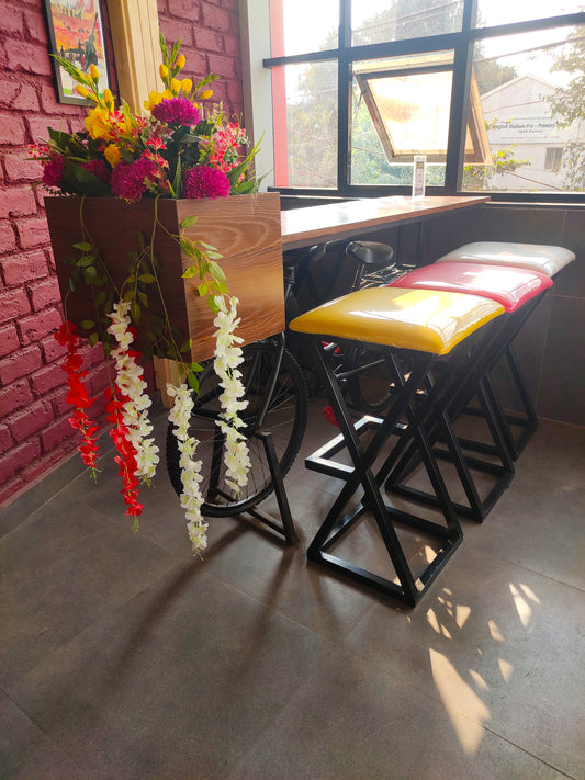 Bucket Bicycle Table with Metal Stool Set 