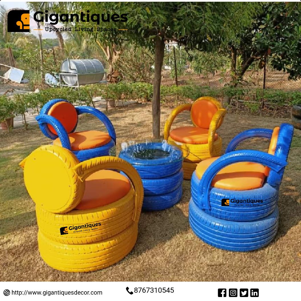 Gigantiques Decor 4-Seater Tyre Furniture Set – Upcycled Elegance for Every Space